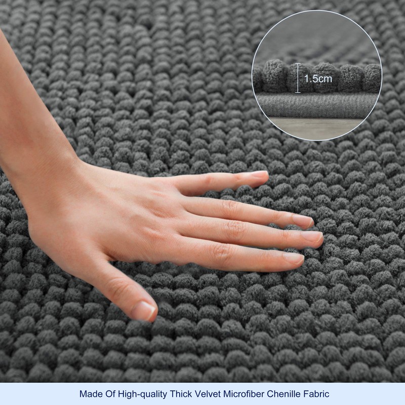 subrtex Chenille Bath Mat, Non-Slip Bathroom Rug, Absorbent Bath Mat,