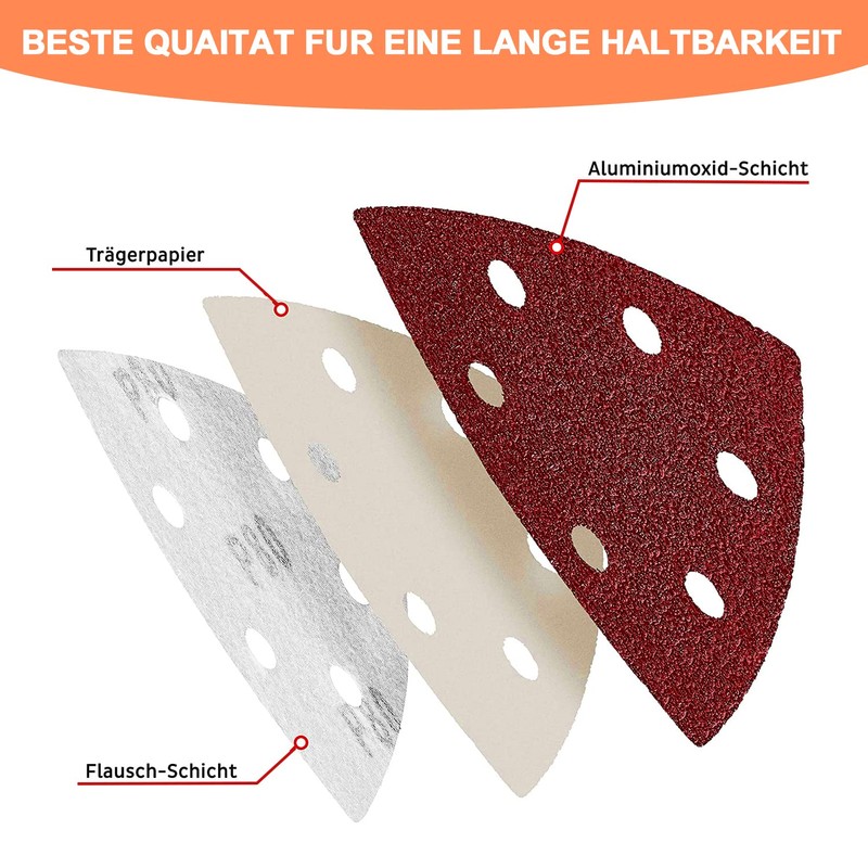 Multi Tool Triangle Sanding Pads, 60 pieces 90mm Detail Sander