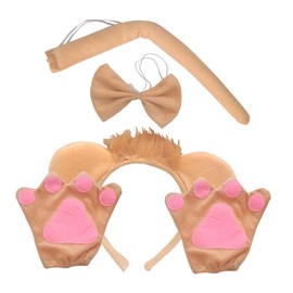 Baluue Adorable Lion Ears Headband Set with Tail and Bow Tie Cute Cosplay Costume Accessories for Women for Parties Masquerades and Role Play Events