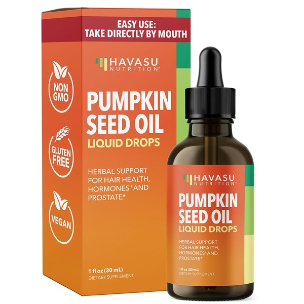 Organic Pumpkin Seed Hair Oil | Hair & Eyelash Health | Support of Hair Health, Hormone Balance and Prostate Health with 100% Pure Cold Pressed Pumpkin Seed Extract | Non-GMO, Vegan, Unflavored, 30mL