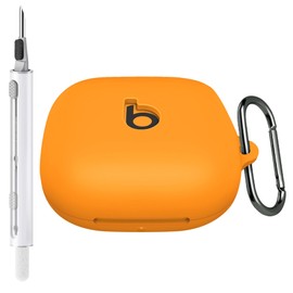 Seltureone - Funda compatible con Beats Powerbeats Pro 2 con kit de limpieza y mosquetón, funda protectora de silicona suave compatible con Powerbeats Pro 2, color naranja eléctrico