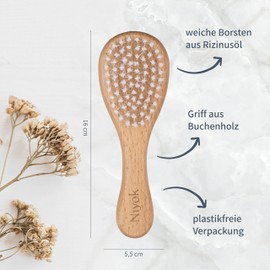 Niyok® Baby Brush • Extra Soft Baby Hair Brush Made of Beech Wood with Nylon Bristles • High Quality Baby Hair Brush for Gentle Detangling & Combing • Baby First Equipment