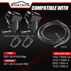 OTUAYAUTO 7T4Z-17603-A Windshield Wiper Nozzle Fluid Hose Kit Replacement for Ford 2007-2014 Edge, 2011-2014 Lincoln MKX Washer Fluid Nozzles Jet & Durable Rubber Hose, Replaces BT4Z-17603-A