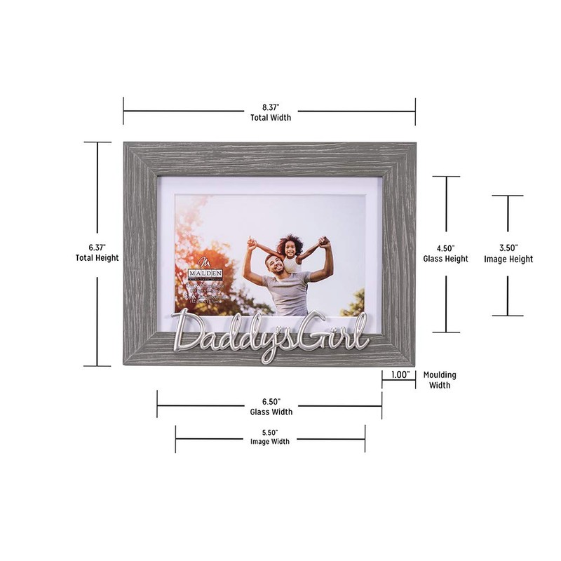 Malden Daddy's Girl Picture Frame, Gray Textured Wood Grain Finish,