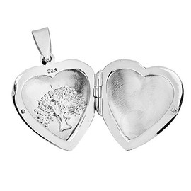 DTPsilver - Pendant 925 Sterling Silver Heart Locket with Tree of Life, Sterling Silver, No Gemstone