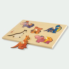 Dida - Steckpuzzle - Landtiere. Greifpuzzle Für Kleinkinder Mit Bequemen Holzknöpfen. Ideal Für Die Kinderkrippe, Die Vorschule Und Den Kindergarten
