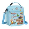 Clastyle Insulated Owl Book Lunch Box for Kids Blue Boy Girl School Lunch Bag Portable Tote Bag for Outdoor Picnics Travel