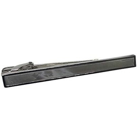 Rhodium Plated Tie Clip with Mother of Pearl Inlay, 2.25 inches