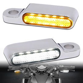DREAMIZER 6 LED Indicator Motorcycle 12 V Mini Amber White Light Two-Tone Indicator E Approved E24 Universal Indicator Compatible with Harley Honda Kawasaki Suzuki Triumph Yamaha, Pack of 2