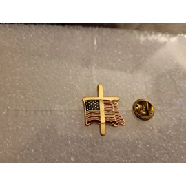 USA Flag with Cross lapel pin