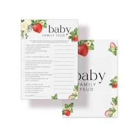 Nuhany Hilarious Baby Shower Games, Baby Family Feud Game Cards, Strawberry Sweet Party Decorations Favors Ideas -30 pcs, 5x7 in - H03