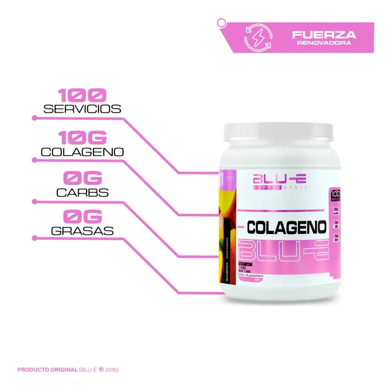Colágeno Hidrolizado Blu 1kg Varios Sabores 100 Servicios