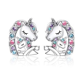 LICHUANUK Unicorn Earrings for Girls, Sterling Silver, Birthday Gifts for Girls, Unicorn Jewellery