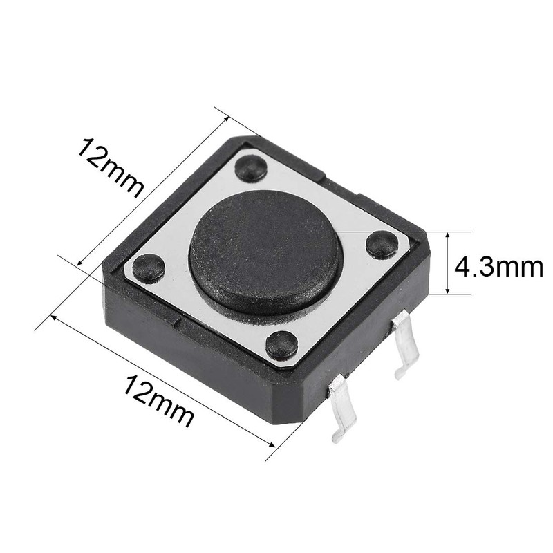 sourcing map 12x12x4.3mm Panel Mini/Micro/Small PCB Momentary Tactile Tact Push