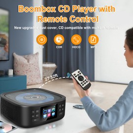 Portable CD Player Bluetooth,Desktop CD Player with Bluetooth Music Boombox Portable CD Players for Home Built-in Dual Speakers FM Radio & Speaker, LED Screen Support USB/AUX Headphone Jack