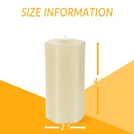 JONERAY Pure Natural Beeswax Pillar Candles -Ivory, 2x4Inch Hexagon Pillar Candles for Lover Gift, Wedding(Pack of 4)
