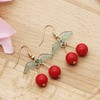 KENYG Women Fashion Jewelry Fruit Gold Dangle Earrings Red Cherry
