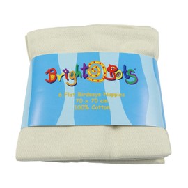 Bright Bots 6 Pack 100% Cotton Birdseye Flat Reuseable Cloth Nappy 70x70cms Diaper Square (Natural Unbleached)