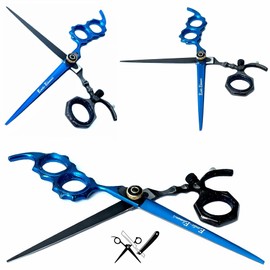 Black and Blue Japanese Steel Premium Hair Cutting Scissors Shears Used for Men Women Professional Hair Stylist