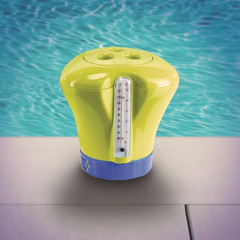 Pool Dosing Float with Thermometer Light Green Large Chlorine Dispenser