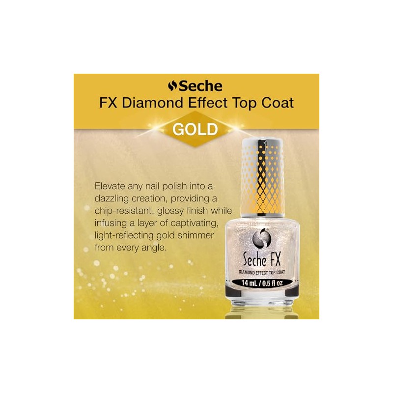 Seche Top Coat Efecto Diamante Gold 14.8ml