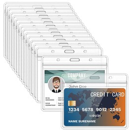 Warmter Ausweishalter mit wasserdichtem, wiederverschließbarem Reißverschluss, transparent, horizontal, Namensschild-Halter (50, horizontal)