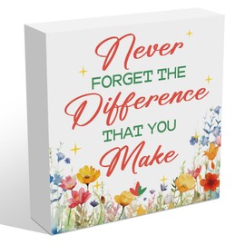 Motivational Gifts Wooden Box Sign, Thank You Gifts for Women Goodbye Retirement Promotion Gifts Living Room Kitchen Office Home Decorations Cubicle Shelf Table Desk Decor Wooden Block Plaques Signs