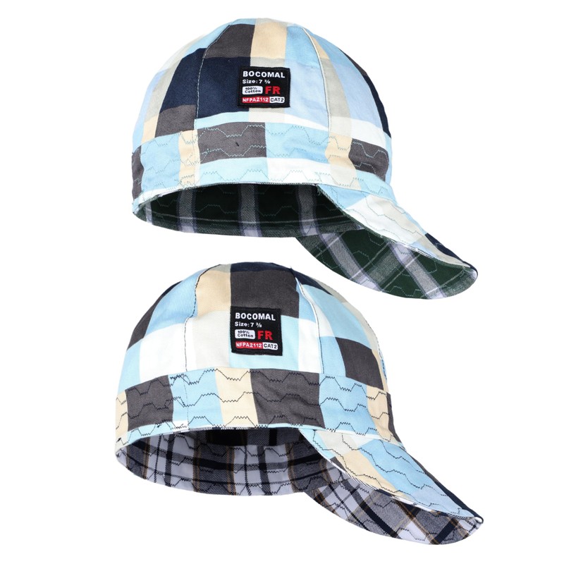 BOCOMAL 2 Pack Welding Cap Plaid Style CAT2 NFPA2112 Flame