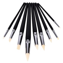VideoPUP 9PCS Black Rod Rubber Silicone Pen Soft Clay Color Shaper Sculpting Painting Tools Wood Shank Pottery Painting Tools Soft Clay Ceramic Modified Soft Head Pen