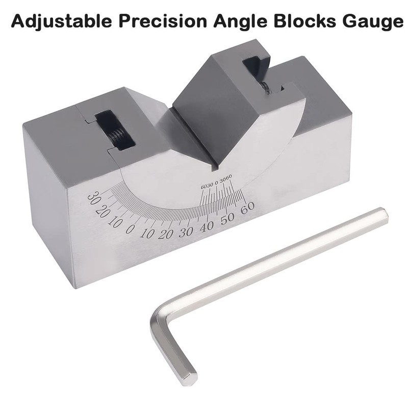 Angle V Block, Adjustable Micro Protractor with Wrench, Stainless Steel