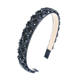 Diademas de Cristal con Diamantes de Imitación para Mujeres Y Niñas, Diadema Brillante con Cuentas Acolchadas, Accesorios para El Cabello para Bodas Y Festividades, Color Negro