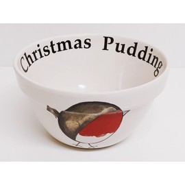 Rainbow Decors Simply Red Fat Robin Christmas Pudding Ceramic Decorated Baking Bowl Basin 35 oz 990 ml Hand Decorated UK