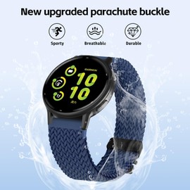 Oanux 20mm Stretchy Braided Nylon Compatible with Garmin Forerunner 165 Watch Band/55/245/645, Parachute Buckle Elastic Soft Sport Strap for Vivoactive 6/5/3/3 Music & Venu Sq 2 Women Men