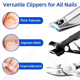 Thick Toenail Clippers for Mens, Professional Large Toe Nail Clippers for Thick Nails for Seniors, Heavy Duty Edgy Ingrown Toenail Clippers, Stocking Stuffers Gifts Sharp Slanted Nail Cutter