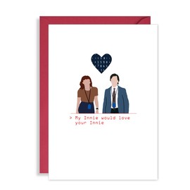 Funny Severance Birthday Card – ‘My Innie Would Love Your Innie’ – Sci-Fi TV Show Anniversary or Valentine’s Card for Severance Fans – A5, Blank Inside, Red Envelope