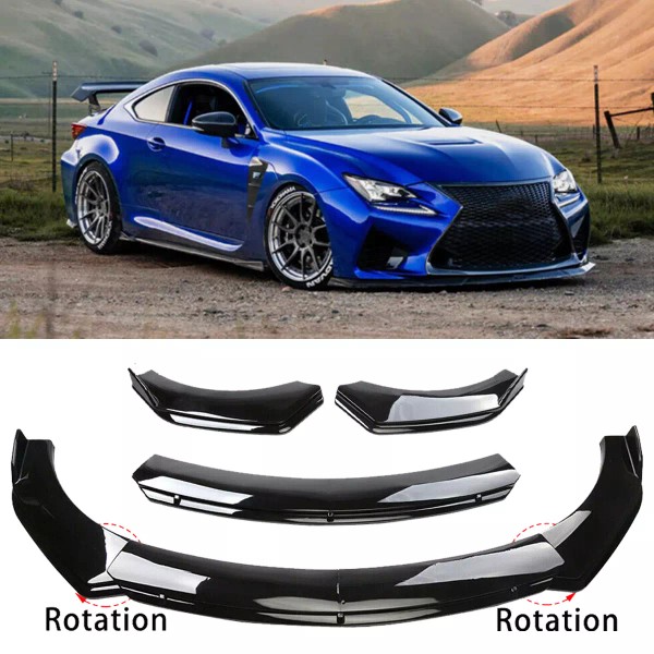 Unbranded Gloss Black Car Front Bumper Spoiler Lip Splitter Body