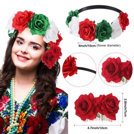 Halfchet 6 Pcs Carnival Mexico Folklorico Dress Vestidos Mexicanos Outfit Women Traditional Mexican Dress Mexican Headpiece(X-Large)