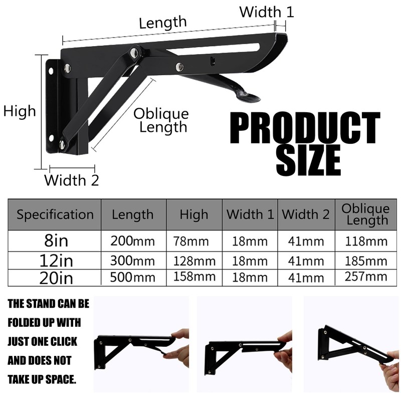 Folding Console Heavy Duty 200 mm, 2 Pieces Folding Angle
