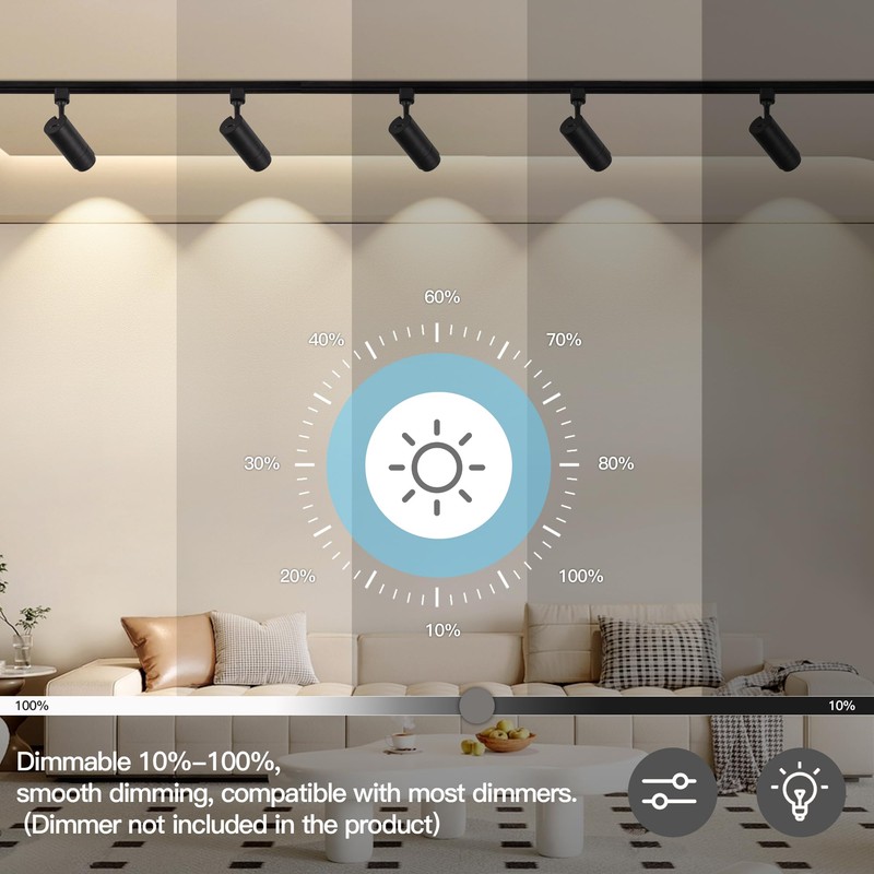 Ajbvp 5CCT LED Track Lighting Heads 12W Dimmable,Zoomable Beam15°/24°/36°/45°/60°,2700K/3000K/3500K/4000K/5000K,Single Circuit