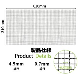 Socpuro Industrial Wire Mesh, 2 pcs, Stainless Steel Mesh, Mesh 0.2 inch (4.5 mm), 0.03 inch (0.7 mm) Wire Diameter, Wire Mesh, Industrial Use, 24.0 x 12.2 inches (610 x 310 mm), Stainless Steel Flat