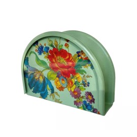 MacKenzie Flower Market Green Napkin Holder Brand New
