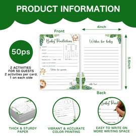 Jungle Theme Baby Predictions and Advice Cards, Baby Shower Games with Giraffe, Monkey and Wild Animal Patterns, Gender Neutral Baby Shower Activities, Advice and Wishes for Baby Keepsake Cards -A01