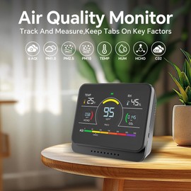 13 in 1 Air Quality Monitor Indoor, PM1/PM2.5/PM10/CO2/Formaldehyde/Temp/Humidity and 6AQI Tester with Beep Alarm, Portable & Easy to Use, Highly Accurate Air Quality Meter for Home, School, Office