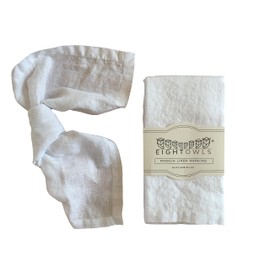 Eight Owls Linen Napkins – 100% Pure Stonewashed Linen Cloth Napkins – Mitered Corners - Size 45 cm x 45 cm – Set of 4 (Pure White)