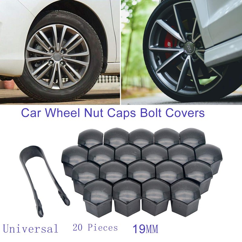 Riloer 19mm Lug Nut Covers 20PCS, ABS Chrome Plastic Nut