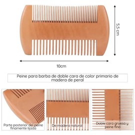 Piezas Kit Barba Accesorios Cuidado Rasurado Bigote Afeitado Cepillo Tijera Peine Doble Madera Cara Juego Peinado Hombre