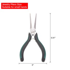 HARFINGTON Needle Nose Pliers 5" Mini Jewelry Pliers with Cutter Thin Precision Jewelry Flat Jaws for Beading Tool Hobby Craft