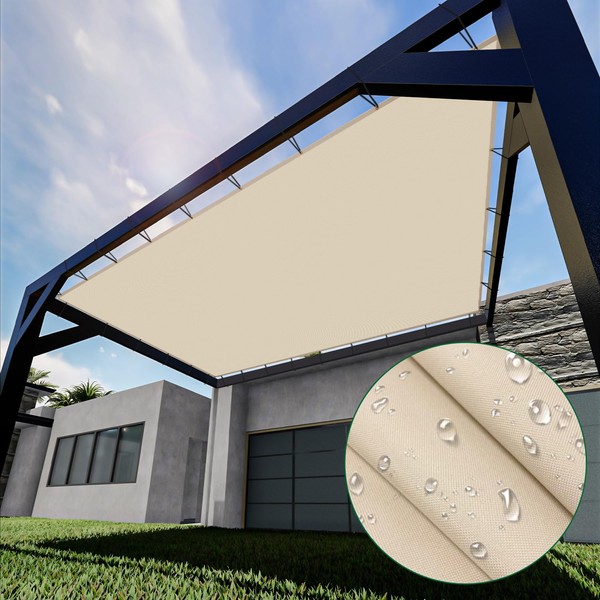 Goleray 8'x16' Waterproof Shade Cloth with Grommets, Rectangle Sun Shade