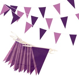 30m Purple Bunting Banner, 74 Large Flags for Bunting Decorations Indoors Outdoors, Perfect for Wedding Decorations, Girls Bedroom Accessories, or Purple Birthday Decorations.