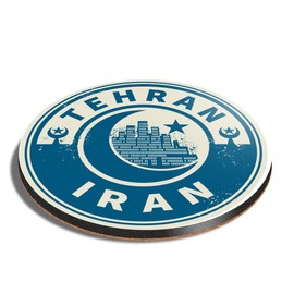 1 x Round Coaster - Iran Tehran Blue Moon Travel Cork Backed MDF Glossy Tea Coffee Accessory #7439